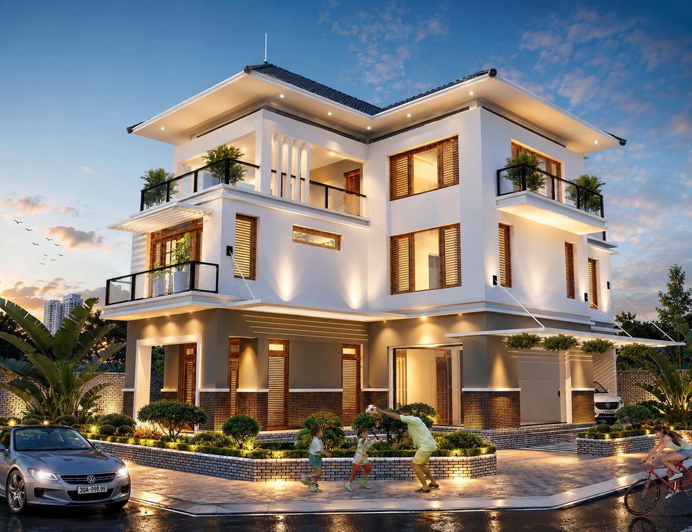 Phối cảnh thiết kế kiến trúc biệt thự hiện đại